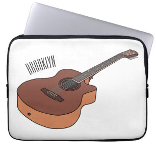 Acoustic guitar cartoon illustration  laptop sleeve