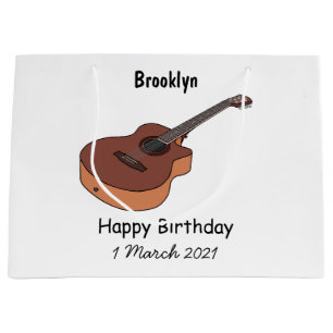 Acoustic guitar cartoon illustration large gift bag