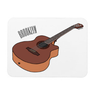Acoustic guitar cartoon illustration magnet