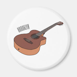 Acoustic guitar cartoon illustration magnet