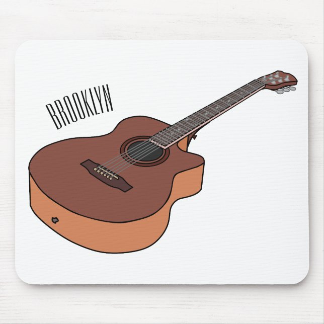 Acoustic guitar cartoon illustration  mouse pad (Front)