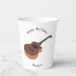 Acoustic guitar cartoon illustration paper cups