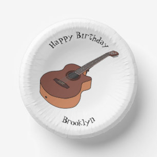 Acoustic guitar cartoon illustration paper plate