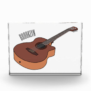 Acoustic guitar cartoon illustration photo block