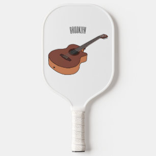 Acoustic guitar cartoon illustration pickleball paddle