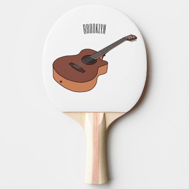 Acoustic guitar cartoon illustration  ping pong paddle (Front)