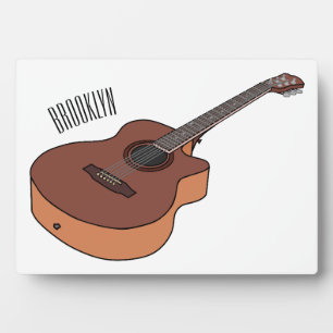 Acoustic guitar cartoon illustration  plaque