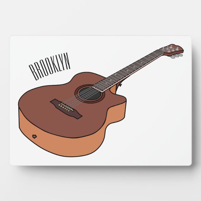 Acoustic guitar cartoon illustration  plaque (Front)