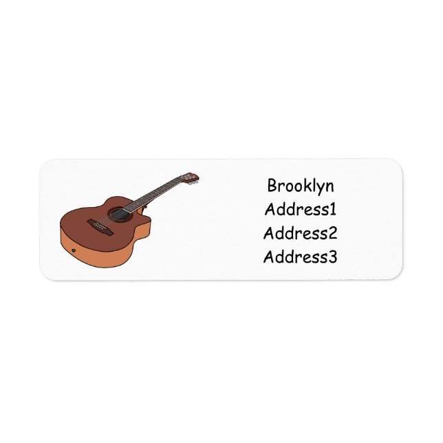 Acoustic guitar cartoon illustration return address label (Front)