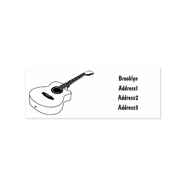 Acoustic guitar cartoon illustration rubber stamp (Imprint)