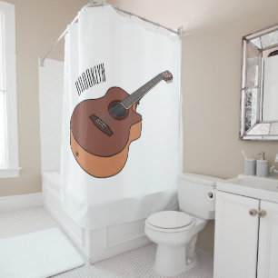Acoustic guitar cartoon illustration  shower curtain
