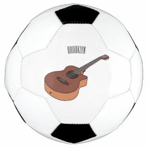 Acoustic guitar cartoon illustration soccer ball