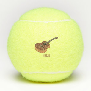 Acoustic guitar cartoon illustration tennis balls