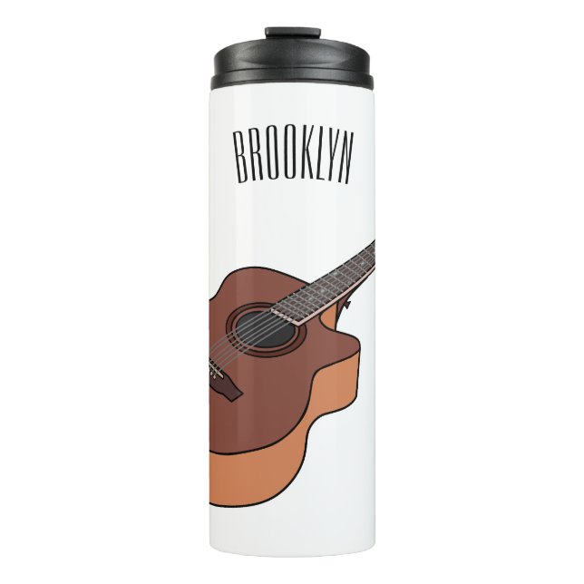 Acoustic guitar cartoon illustration  thermal tumbler (Front)