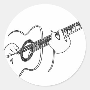 acoustic guitar classic round sticker