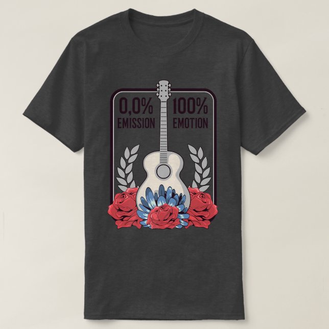 Acoustic Guitar Clothing RoseFunny Music 100 Emoti T-Shirt (Design Front)