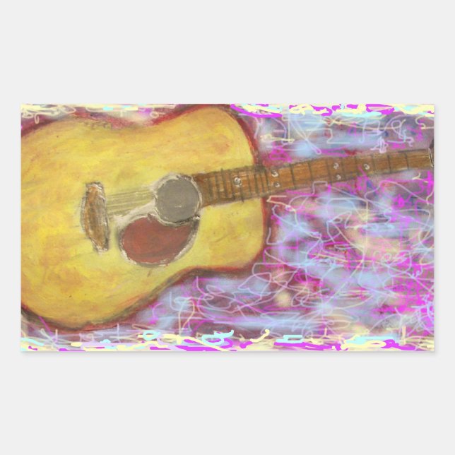 Acoustic Guitar Colours Rectangular Sticker (Front)