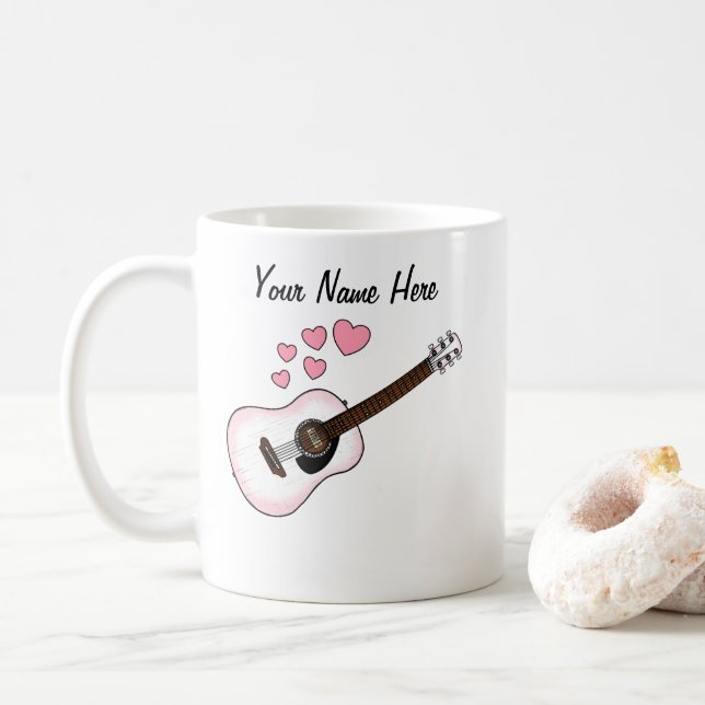 Acoustic Guitar Custom Wedding Mug Guitarist (With Donut)