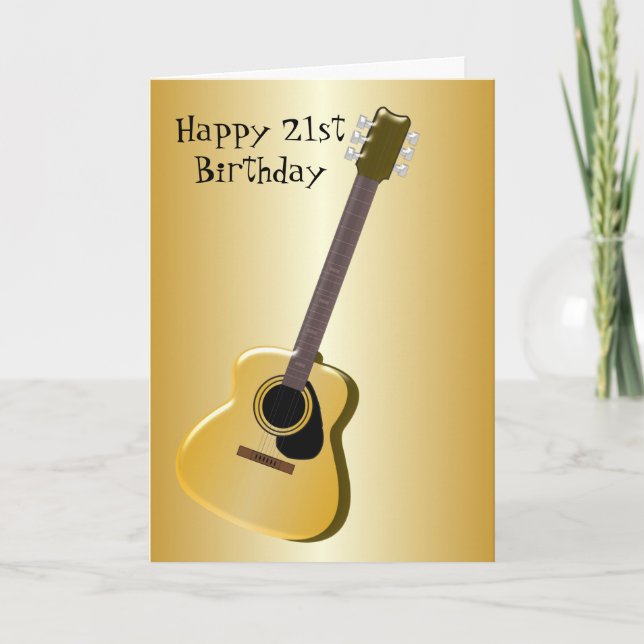 Acoustic Guitar Design Personalised 21st Birthday Card (Front)
