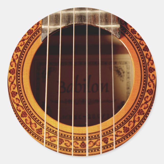 Acoustic Guitar Detail Classic Round Sticker (Front)