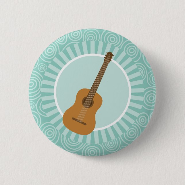 Acoustic Guitar Fun Turquoise Swirl Music 6 Cm Round Badge (Front)