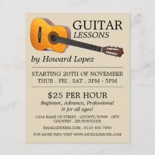 Acoustic Guitar, Guitar Lessons Advertising Flyer