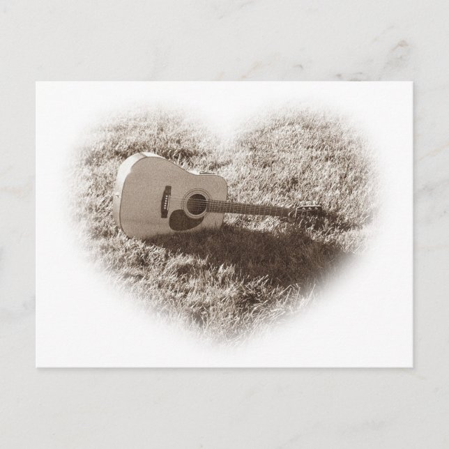 Acoustic Guitar Heart Postcard (Front)