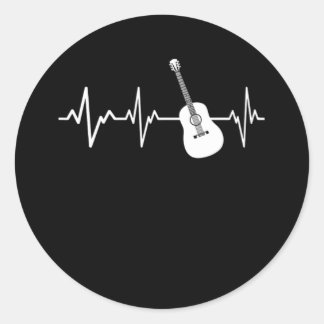 Acoustic Guitar Heartbeat Classic Guitarist Gift Classic Round Sticker