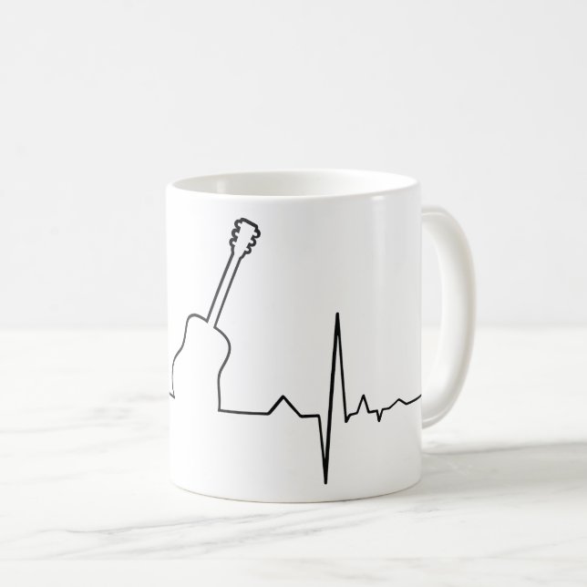 Acoustic Guitar Heartbeat Coffee Mug (Front Right)