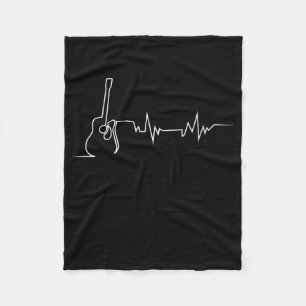 Acoustic Guitar Heartbeat Cool Gift For Guitar Fleece Blanket