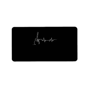 Acoustic Guitar Heartbeat Cool Gift For Guitar Label