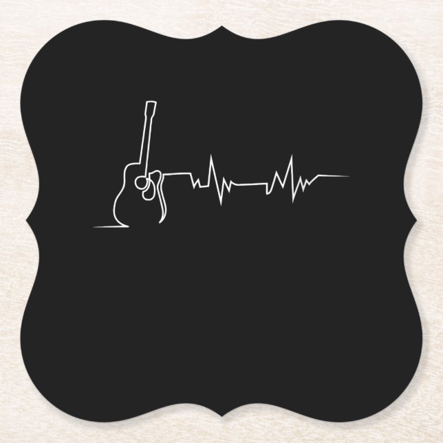 Acoustic Guitar Heartbeat Cool Gift For Guitar Paper Coaster (Front)