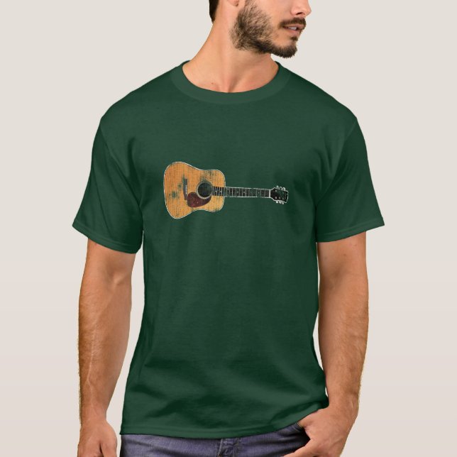 Acoustic Guitar horizontal (distressed) T-Shirt (Front)
