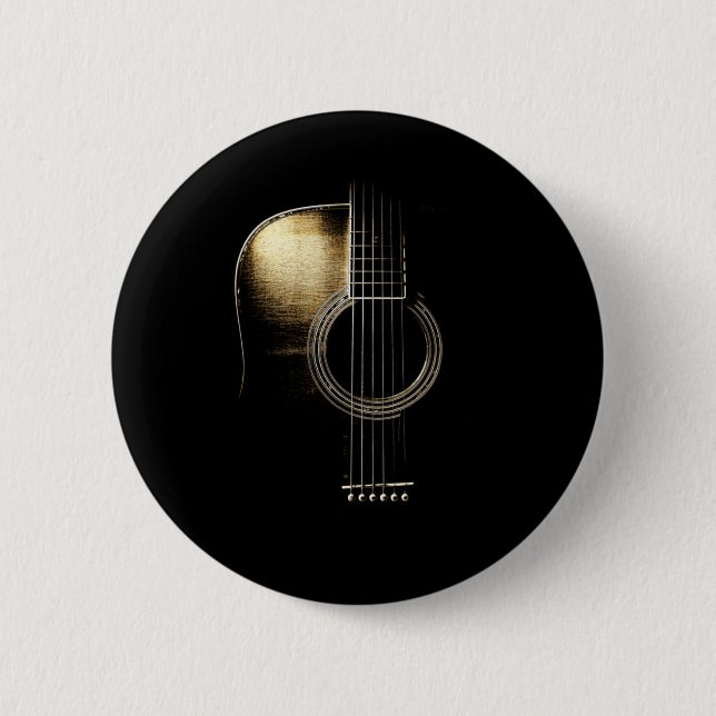 Acoustic Guitar Lite 6 Cm Round Badge (Front)