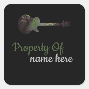 Acoustic Guitar Logo Personalised Square Sticker