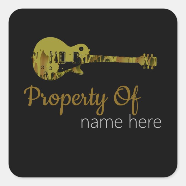 Acoustic Guitar Logo Personalised Square Sticker (Front)