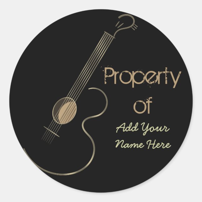 Acoustic Guitar Logo Personalised Stickers (Front)