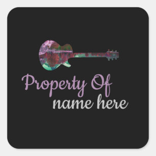 Acoustic Guitar Logo Personalized Square Sticker