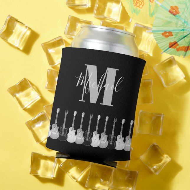 Acoustic guitar monochromatic art monogram can cooler (In Situ Summer)