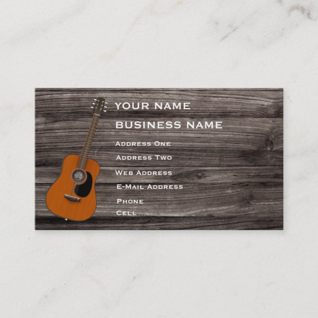 Acoustic Guitar - Music Business Card (Front)