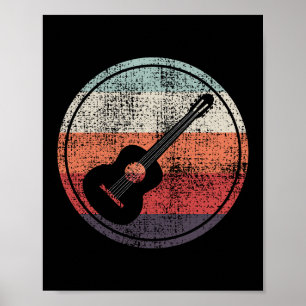 Acoustic Guitar Music Musician Bassist Retro Poster