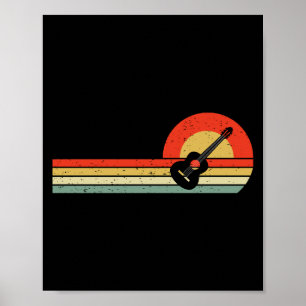 Acoustic Guitar Music Musician Bassist Retro Poster