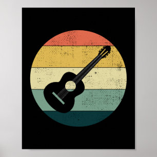 Acoustic Guitar Music Musician Bassist Retro Poster