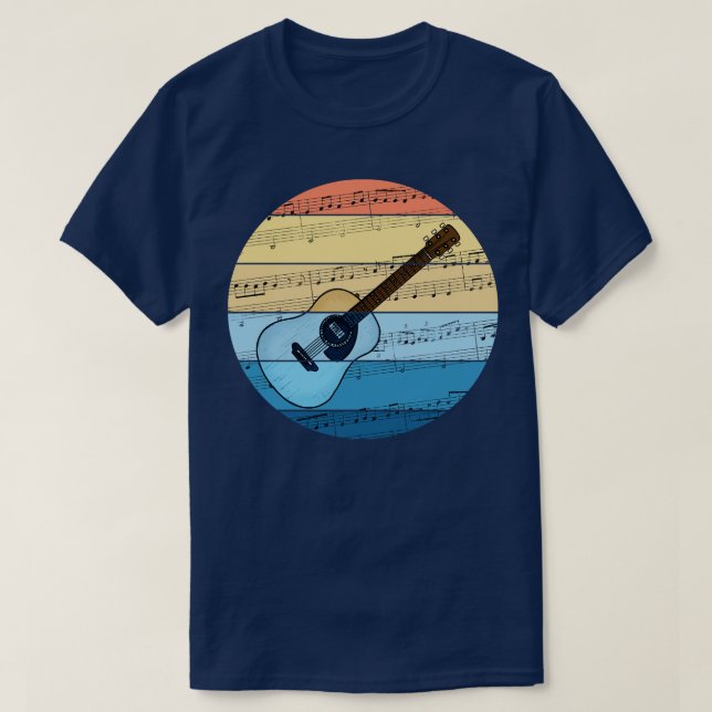 Acoustic Guitar Music Notation Guitarist Musician T-Shirt (Design Front)