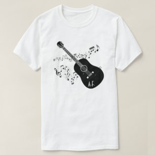 Acoustic Guitar & Music Notes Personalised Gift T-Shirt