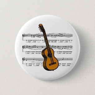 Acoustic Guitar musical 07 B 6 Cm Round Badge