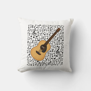 Acoustic Guitar Musical Notes Guitarist Musician Cushion