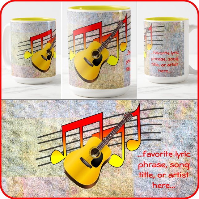 Acoustic Guitar & Musical Notes - Two-Tone Coffee Mug (Creator Uploaded)
