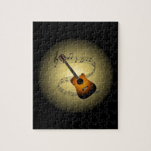 Acoustic Guitar~ Musical Scale ~ Musical Globe ~ Jigsaw Puzzle