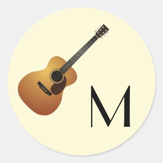 Acoustic Guitar Musician Music Teacher Classic Round Sticker (Front)